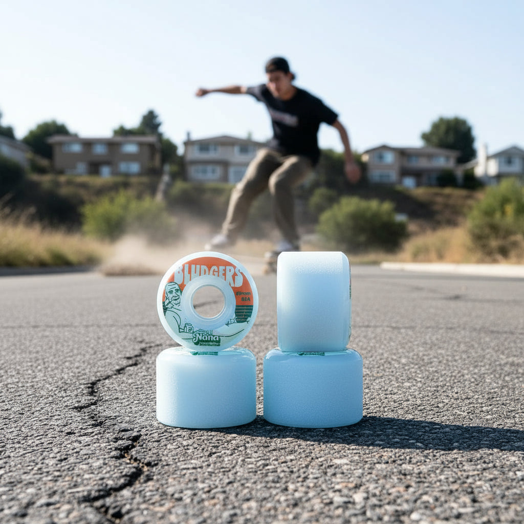 Nana Bludgers 69mm 82a longboard wheel in blue