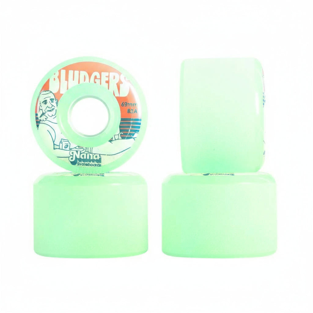 Nana Bludgers 69mm 82a longboard wheel in lime