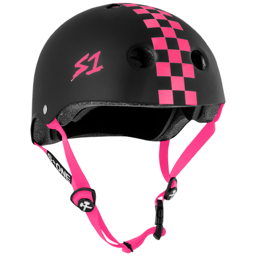 S-One Lifer Helmet in Black Matte/Pink Checkers
