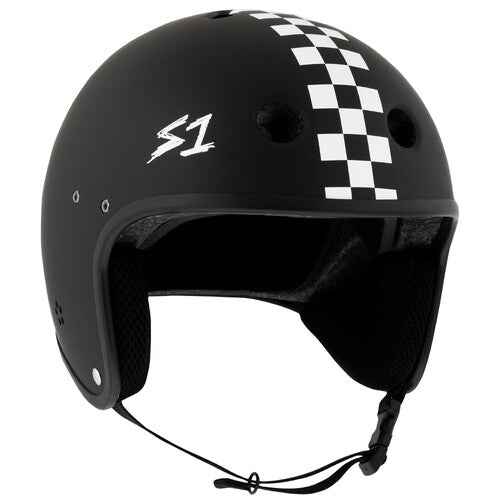 S-One Retro Lifer E-Helmet in Black Matte/ White Checkers