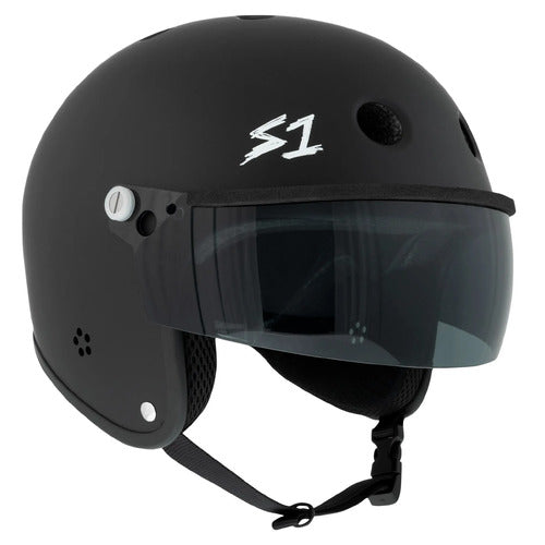 S-One Retro Lifer E-Helmet w/Visor Helmet in Black Matte