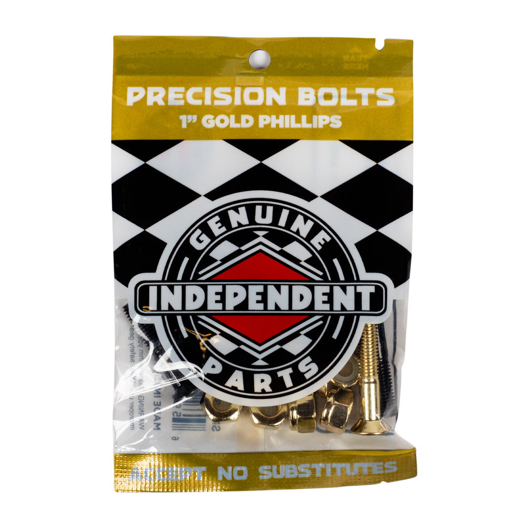 Independent Precision 1 inch gold black phillips countersunk skateboard bolts