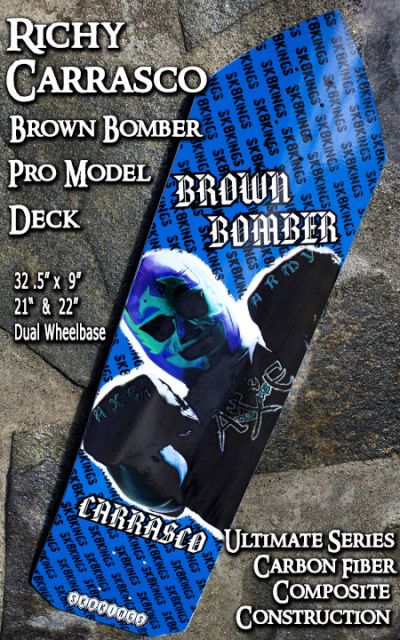 SK8Kings Richy Carrasco Brown Bomber Pro Ultimate Carbon Fiber slalom deck - 32.5 x 9