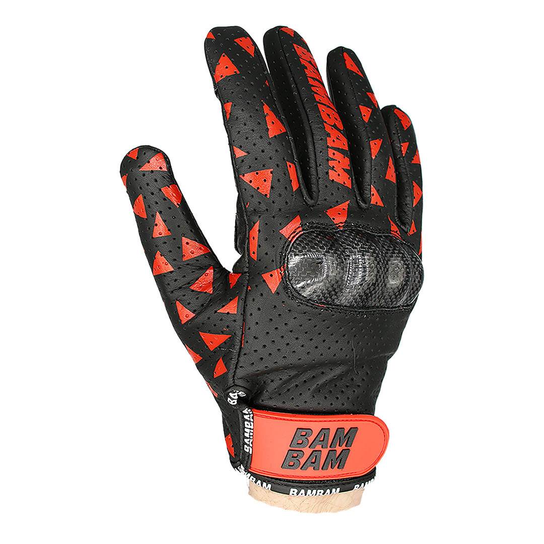 Bam Bam Classic Longboard Leather Gloves black/red