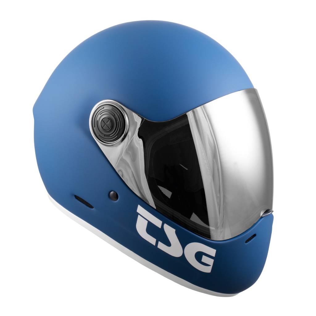 TSG Pass Pro downhill fullface helmet in Matt Blue